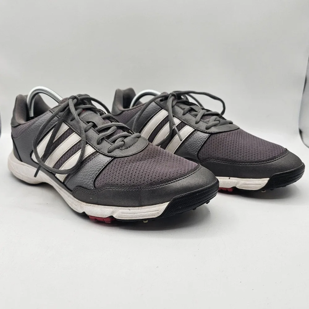 Adidas Golf Shoes Mens 12 Gray Black Synthetic Mesh Spiked Cleats Art F33551